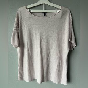 Eileen Fisher pale pink 100% linen loose woven short sleeve sweater Women’s XL